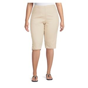 Just My Size Women’s Plus Bling Tab Khaki Capri Pants Size 3X (22W-24W) NEW